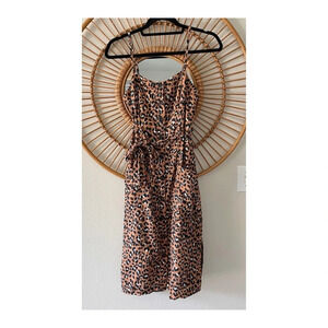 Rails Evie Golden Leopard Midi Dress Linen Sz XS